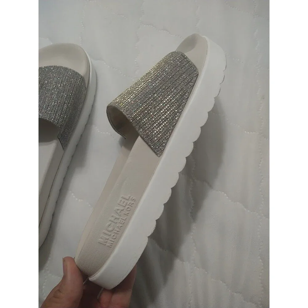Michael Kors platform Embellished Bling Slides Size 8 Y2K City Boho Beachy